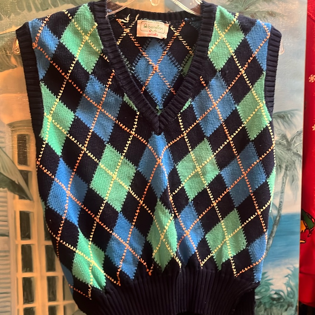 Vintage Benetton Vest 100 Cotton Made In Italy